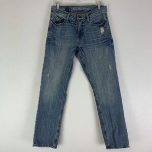 Mossimo Jeans Mens 32x30 (33x29) Slim Straight Distressed Medium Wash Blue